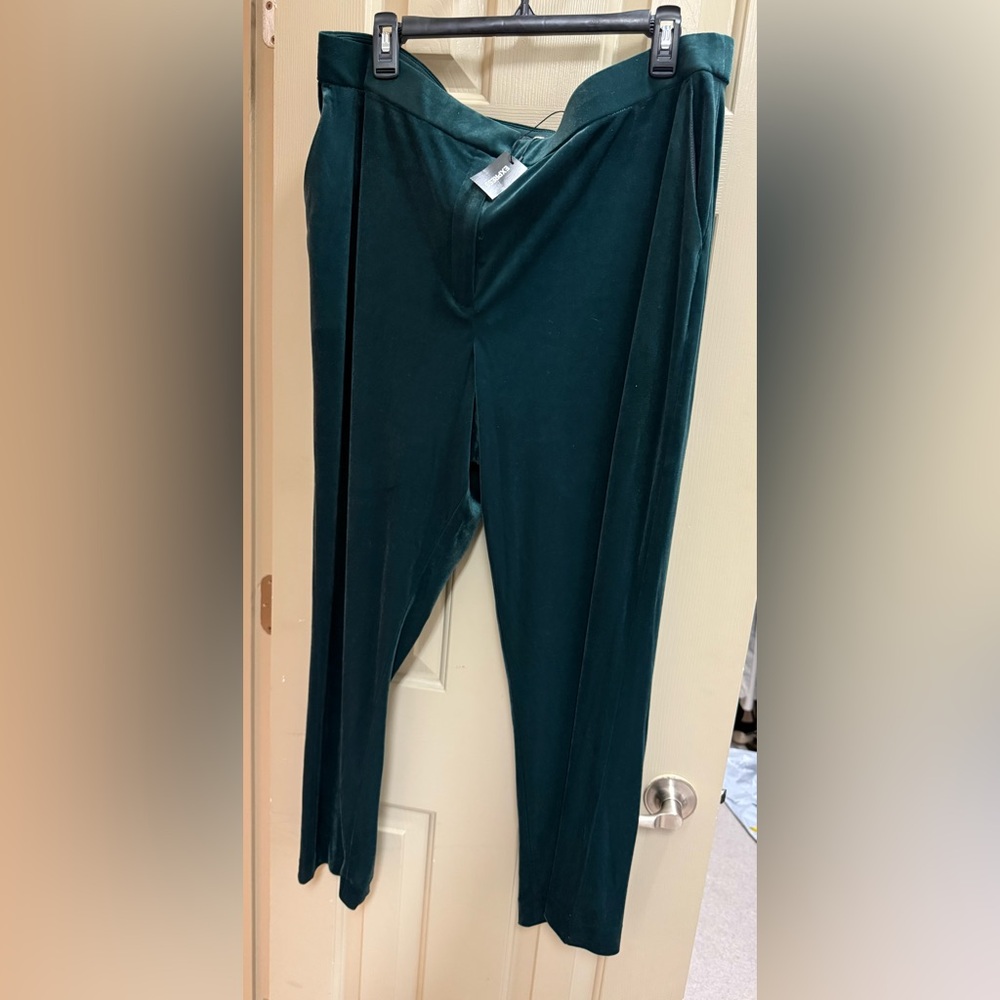 Express Editor Green Velvet Trouser Wide Leg Pants Size XL NWT $88